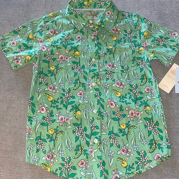 Cat & Jack Boyd’s Floral Button Down Shirt - Picture 2 of 4